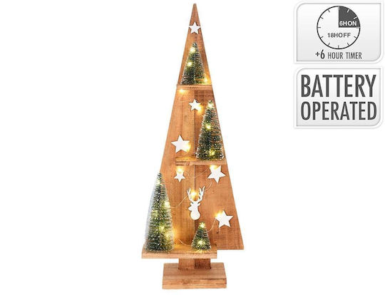 Christmas Decorative Illuminated Wood Tree 70cm Battery Beige