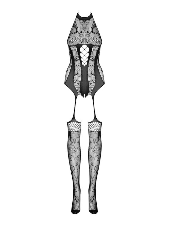 Obsessive Sexy Bodystockings Gittermuster mit Offenem Schritt Schwarz