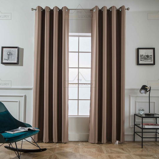 Homeone Grommet Curtains Brown 140x265cm