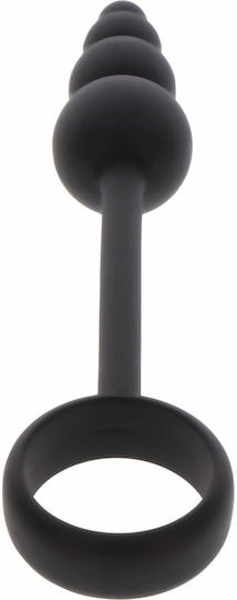 ToyJoy Δαχτυλίδι Πέους Σιλικόνης με Πρωκτική Σφήνα Μαύρο