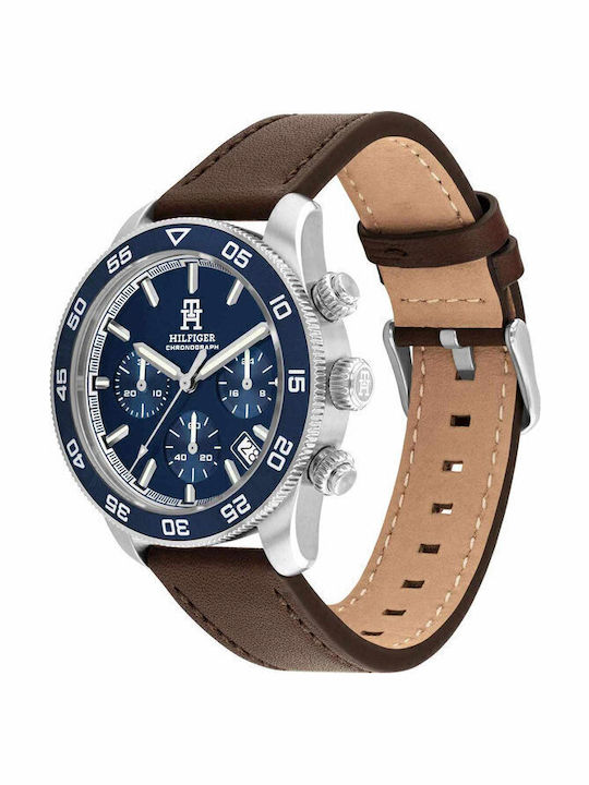 Tommy Hilfiger Ceas Dressed Blue Pentru Bărbați 41mm Cronograf Baterie cu Brățară din Metal Maro