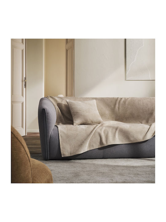 Gofis Home Nimbus Ριχτάρι Τριθέσιου Καναπέ Ζακάρ 180x310εκ. Warm Beige 447/39
