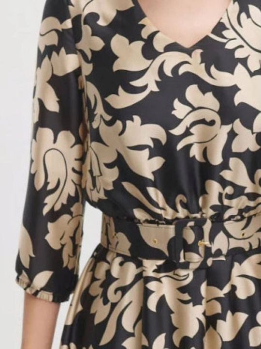 Midi Dress Satin Printed