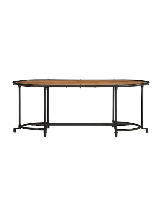 Oval Central Coffee Table from Solid Wood Brown M110xW55xH40cm