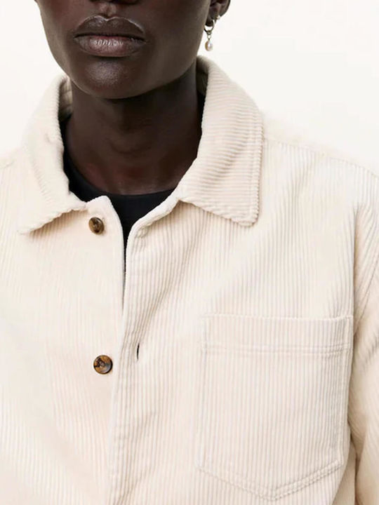 Дълъг Ръкав Рипсено Кадифе Overshirt Айвъри