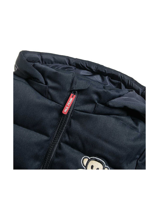 Kids Quilted Short Jacket with Hood Navy Blue