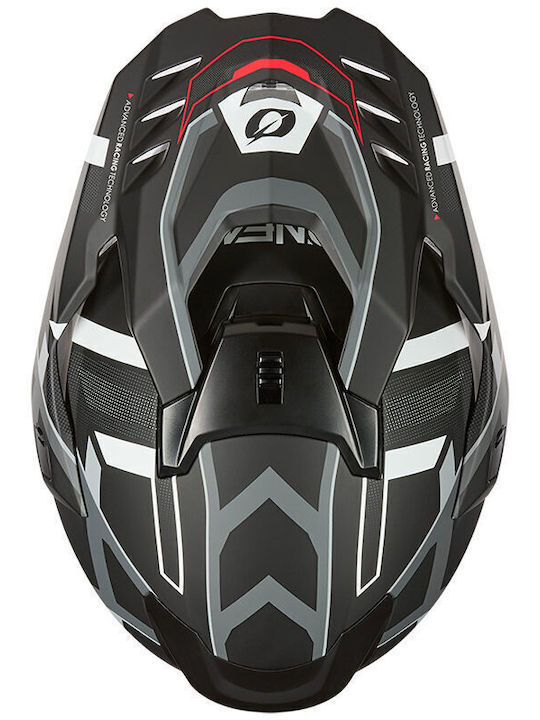 O'Neal DSRS Square V.25 Black/Grey/Red Motorcycle Helmet On-Off ECE 22.06 with Sunvisor