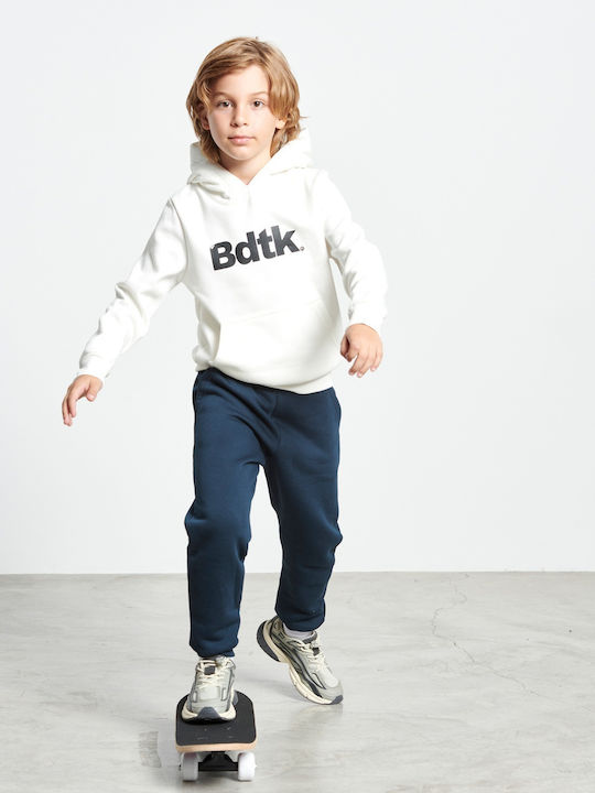 BodyTalk Fleece Kids Sweatshirt with Hood and Pockets off white