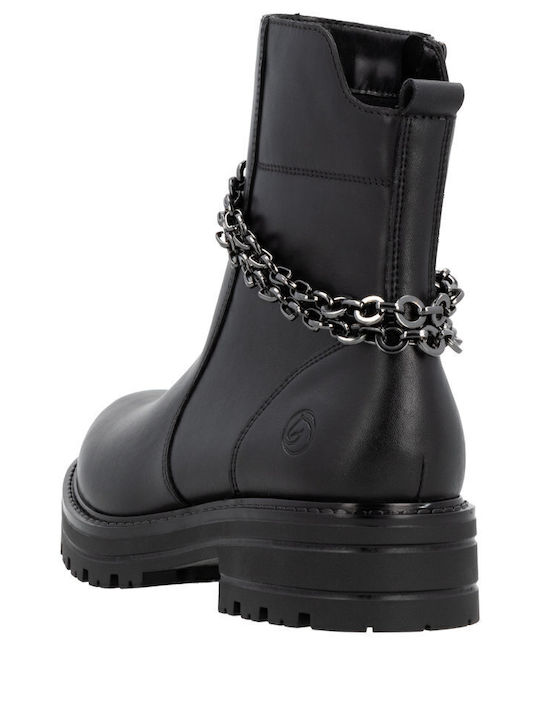 Leder Stiefeletten Damen Schwarz