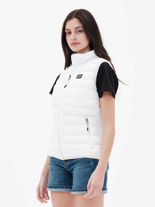 231.EW10.167A Kurz Damen Ärmellos Puffer Jacke für Winter Weiß