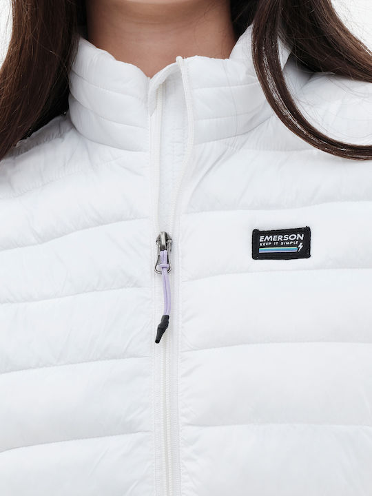 231.EW10.167A Kurz Damen Ärmellos Puffer Jacke für Winter Weiß