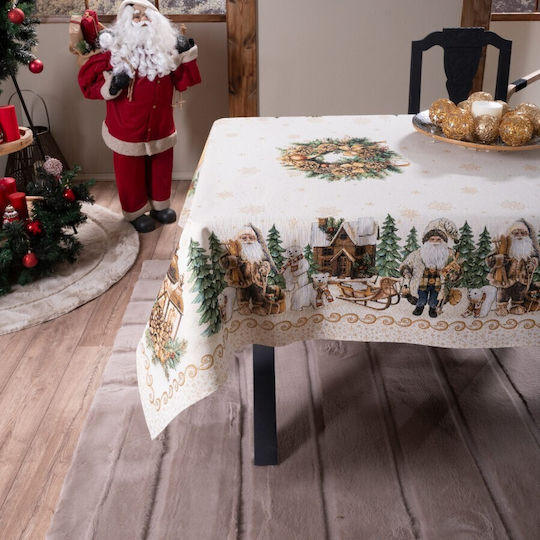 Teoran Christmas Tablecloth Fabric White L140xW180cm.