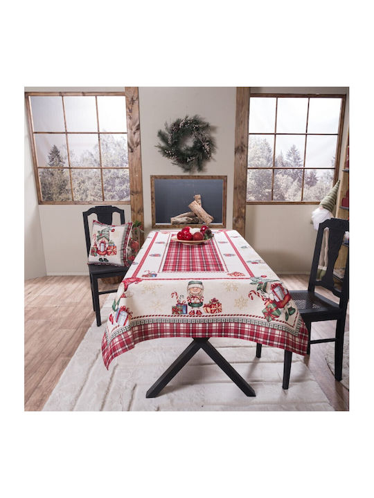 Teoran Weihnachtlich Tischtuch Stoff Weiß L140xB220cm.