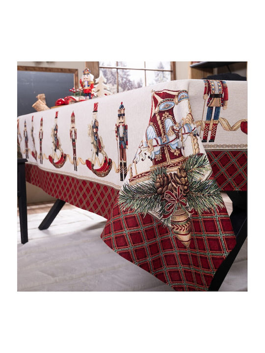 Teoran Christmas Tablecloth Fabric White L140xW140cm.