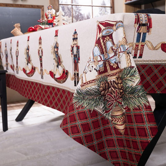 Teoran Christmas Tablecloth Fabric White L140xW140cm.