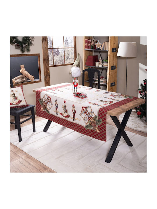 Teoran Christmas Tablecloth Fabric White L140xW140cm.