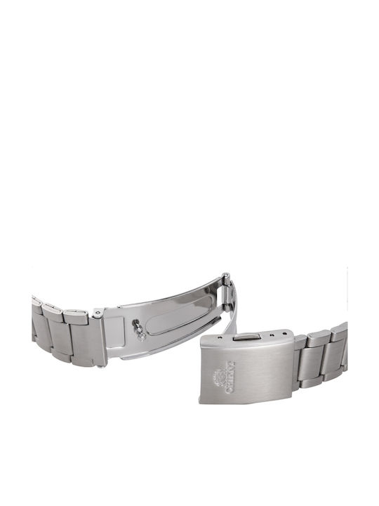 Orient Ανδρικό Ρολόι 41.7mm Αυτόματο με Ασημί Μεταλλικό Μπρασελέ