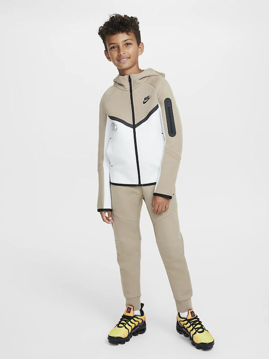 Athletic Kids Cardigan Cotton with Hood White Sportswear Tech