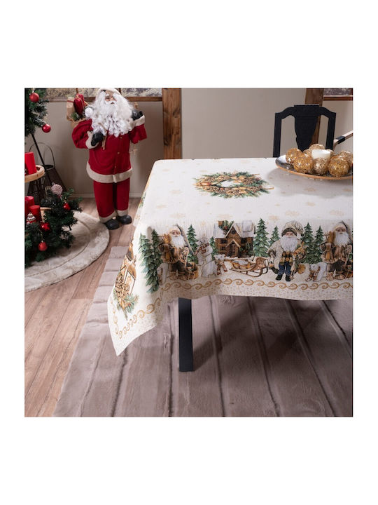 Teoran Christmas Tablecloth Fabric White L140xW240cm.