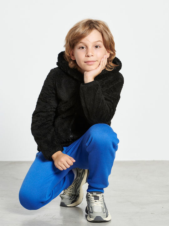 Kinder-Sweatshirt Strickjacke mit Kapuze und Taschen Schwarz