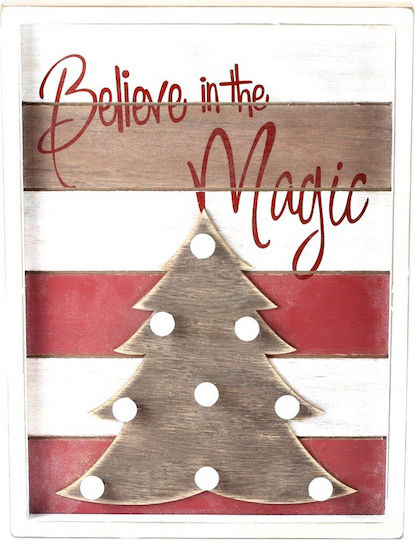 TnS Beleuchtet Weihnachtliche Holz Figur Rahmen Beige Rahmen Beige Höhe 35.5cm Schneeflocke