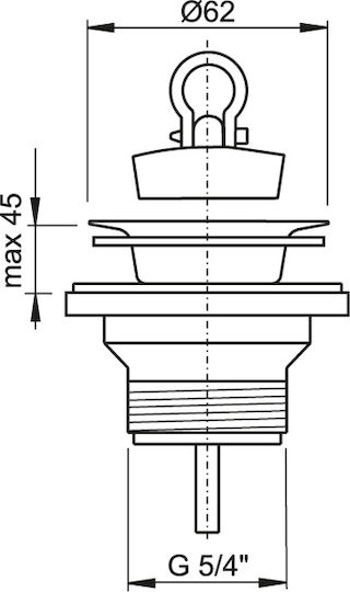 Alcaplast Πλαστική Βαλβίδα Νιπτήρα με Έξοδο 62χιλ.