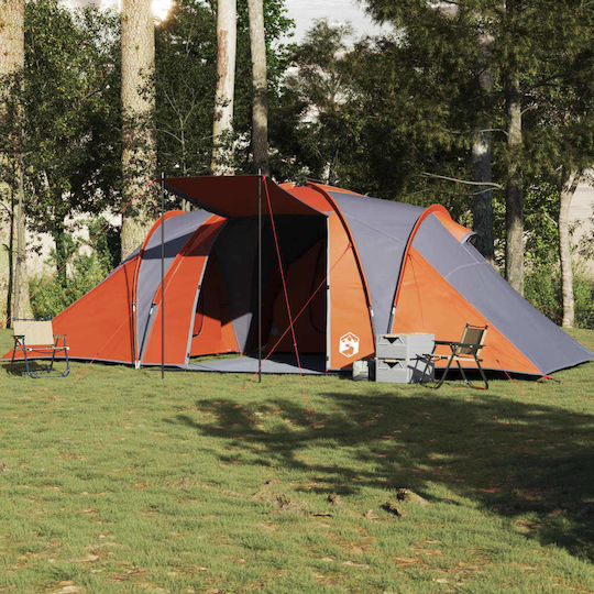 vidaXL Camping Tent Tunnel for 6 People Grey/Orange