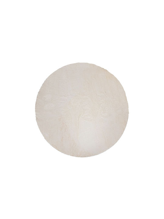 Atmosphera Rug Round Shaggy Furry White 204444B