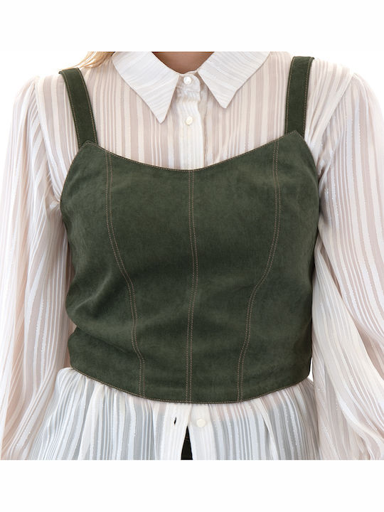 Women's Blouse Corset Sleeveless Khaki