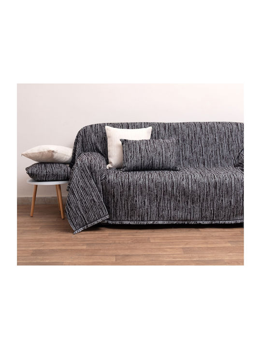 Anna Riska 1453 Ριχτάρι Πολυθρόνας Δύο 'Οψεων Chenille 180x150εκ. Μαύρο 434320