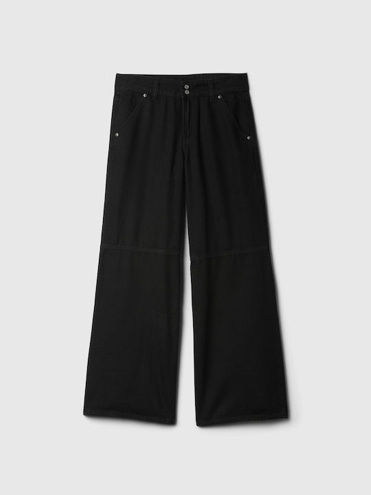 GAP Women's Jean Trousers Mid Rise in Baggy Line Black