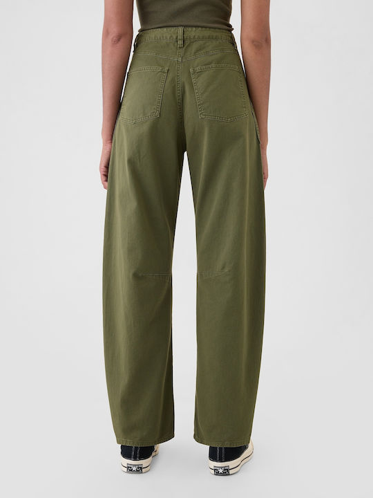Women's Fabric Trousers Olive Green