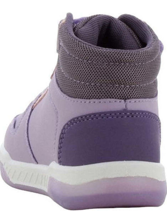 Frozen Παιδικά Sneakers High Ανατομικά με Σκρατς & Φωτάκια Λιλά