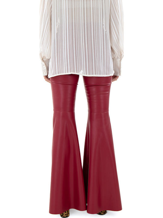 Women's Fabric Trousers Flared Red