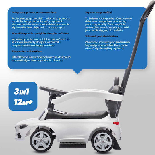 Sun Baby Mercedes C-Class Auto Kinderauto Weiterfahren mit Elterngriff für 12+ Monate Weiß