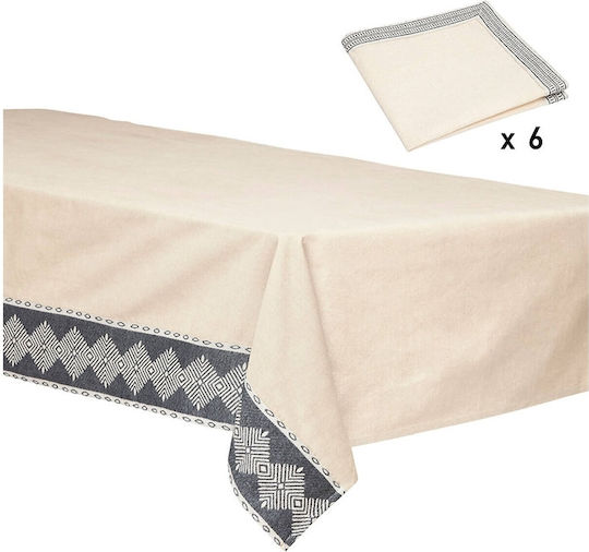 Atmosphera Față De Masă Din Bumbac Set 7 Bucăți Napp Alb 150x250cm