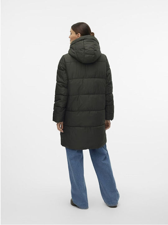 Nova Lang Damen Puffer Jacke Winddicht für Winter Green