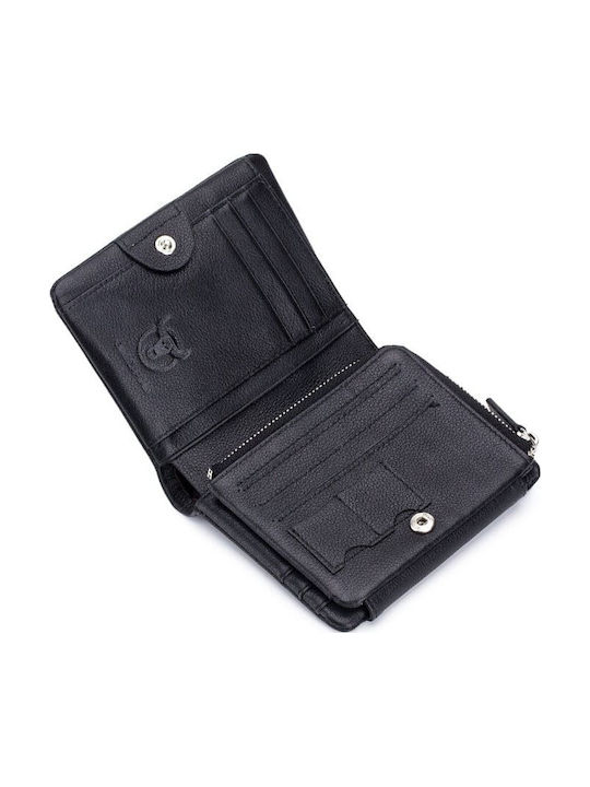 Qb-02 Кожен Мъжки Портфейл с RFID Черен