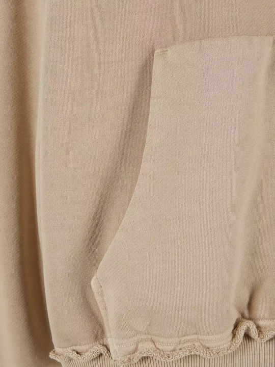 Retro Φούτερ με Κουκούλα Beige