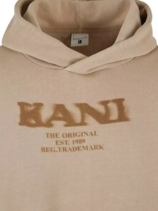 Retro Φούτερ με Κουκούλα Beige