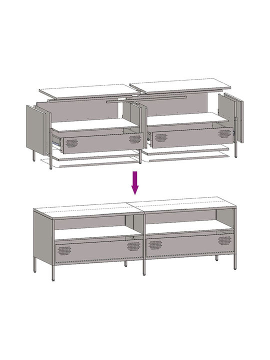 TV Stand Metal Ladi L135xW39xH43.5cm