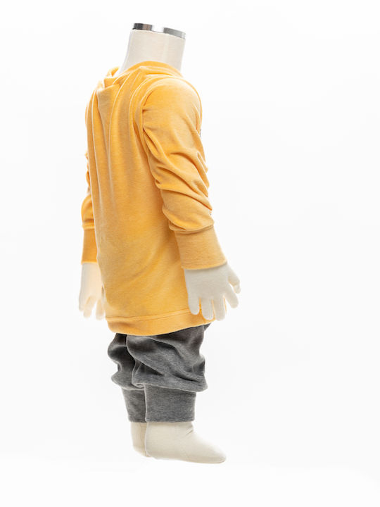 Galaxy Kinder Schlafanzug Winterlich Samtig Yellow/Grey