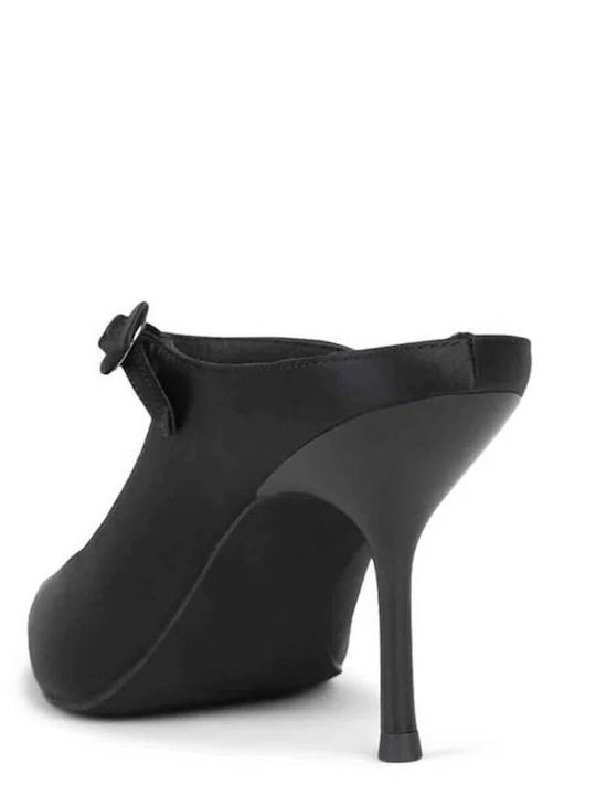 Pointed Toe Black Heels with Strap Tiyera Black 00138