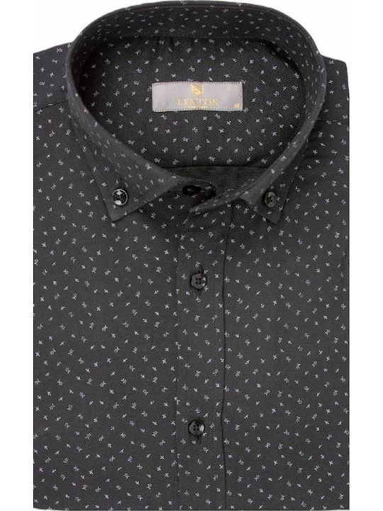 Langärmlig Baumwolle Hemd Black With Grey