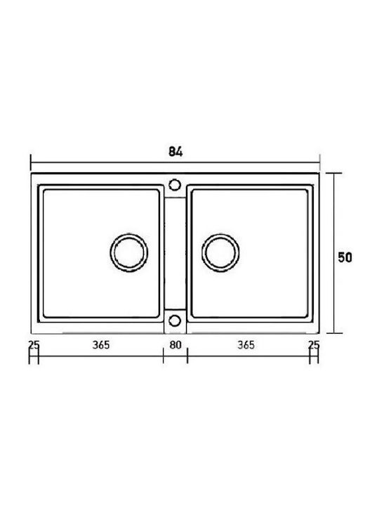Sanitec Classic Drop-In Spüle aus Verbundgranulat B86xT50cm Granite Cappuccino
