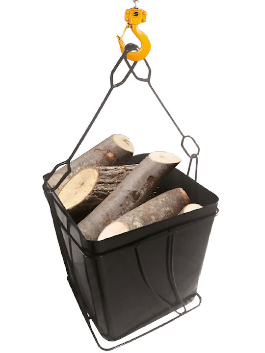 37007 Metallic Basket Wood Storage 40x40x40cm Black