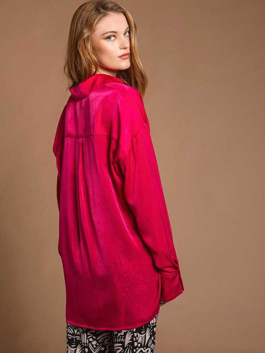 Nema Resort Wear Women's Long Sleeve Shirt Fuchsia