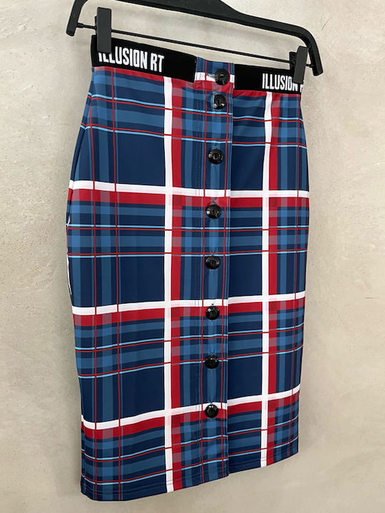 Midi Fustă Carou Tartan Blue