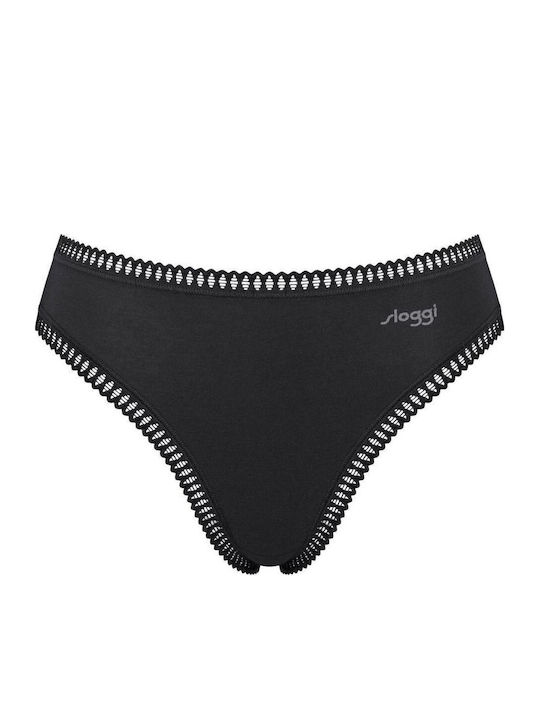 H High Βαμβακερά High Waist Women's Slip 3Pack with Lace Blue
