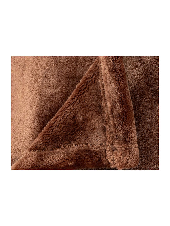 Atmosphera Cuddly Velvet Blanket Semi-Double 180x230cm Brown
